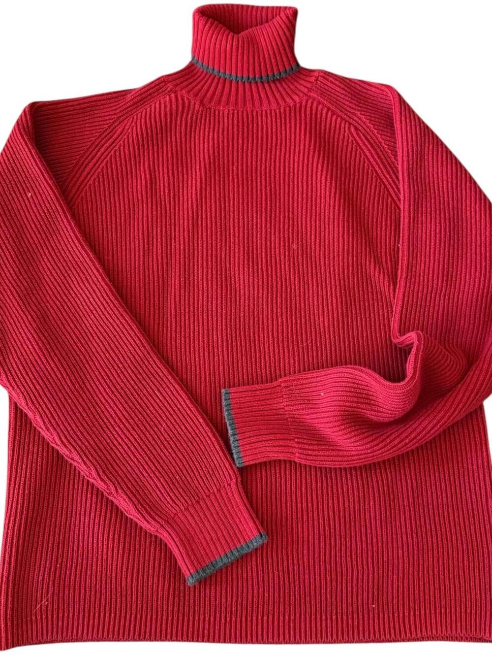 GAP Red Ribbed Turtleneck Sweater Women’s Large Cotton Knit Pullover